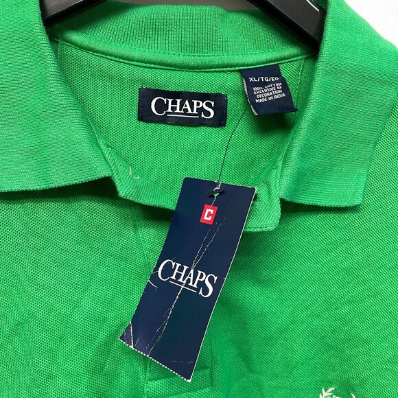 NWT Chaps Men Short Sleeve Polo Shirt Top Size XL X-Large Green B367 -25 - Picture 6 of 15